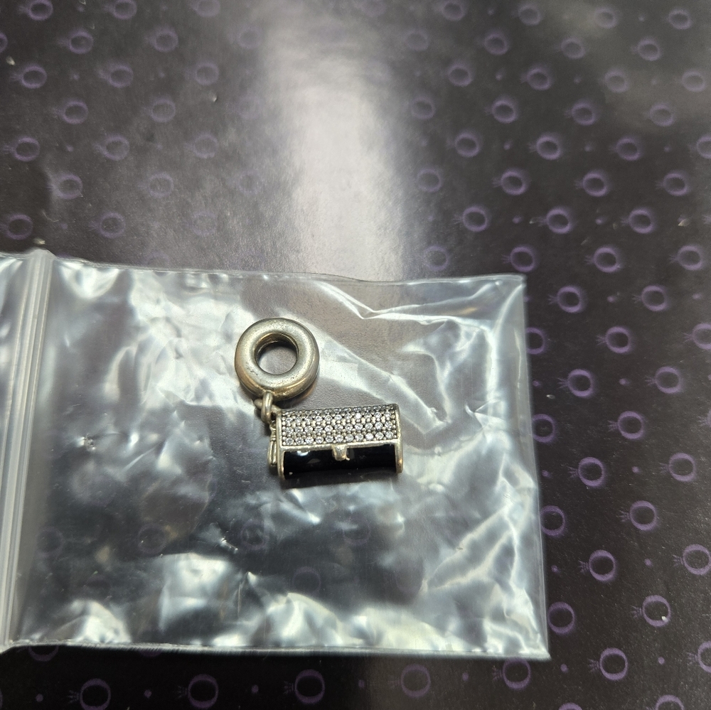 Silver and Black Charm Bead